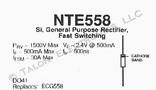    NTE558 Silicon Fast Switching Diode  1A 1500V