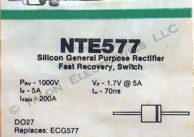    NTE577 1000 Volt 5A Fast Recovery Diode - DO27 case