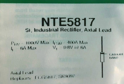  NTE5817  Axial Rectifier Diode 1000V 6A