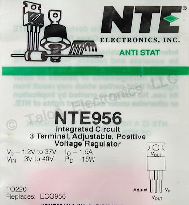  NTE956 Adjustable Positive Voltage Regulator 1.5A
