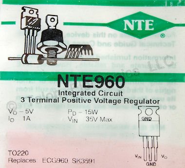  NTE960 5 Volt Positive Voltage Regulator