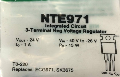  NTE971 IC Negative Voltage Regulator -24V, 1A
