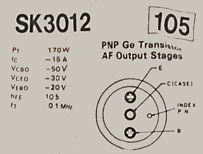   SK3012 PNP Germanium AF Power Amp Transistor TO-36 case