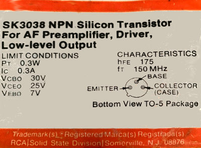   SK3038 NPN Silicon AF Amplifier Transistor