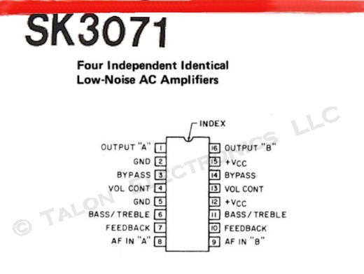   SK3071  Low Noise Preamplifier Integrated Circuit - 16 PIN