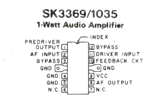   SK3369 1W Audio Power Amplifier Integrated Circuit