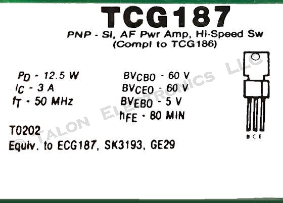 TCG187 PNP Power Transistor - NTE187 Equivalent