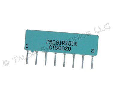100K ohm 8 Pin SIP Bussed Resistor Network CTS 750-81-R100K
