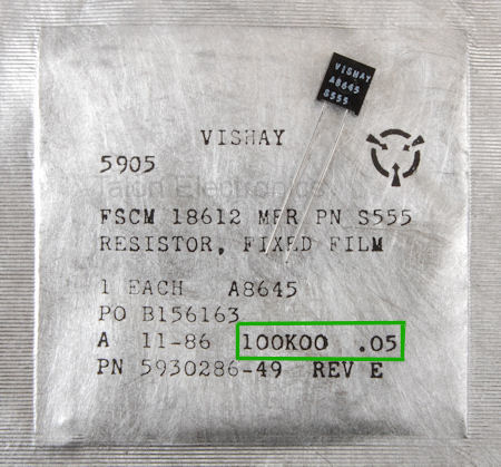 100K Ohms  .05%  RNC90Y100K00AM   Foil Precision Film Resistor
