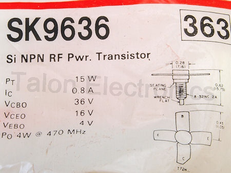 SK9636 NPN RF Power Transistor 4W 407MHz - 512Mz