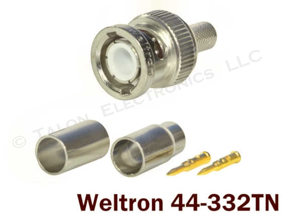 BNC Cable Plug for RG-58, 141 and LMR-195 - Weltron 44-332TN