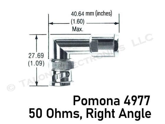 BNC Cable Plug - Pomona Right Angle for RG-58, 58A, 58C, 141, 141A