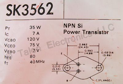   SK3562 NPN Silicon Power Transistor 35W 7A TO66