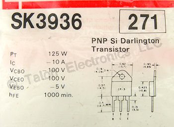   SK3936 PNP Silicon Darlington Power Transistor  100V 10A 125W