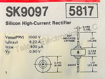  SK9097 Rectifier 1000 Volts 6 Ampere - NTE5817 Equivalent