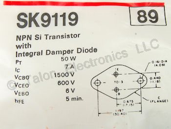  SK9119 NPN Silicon Power Transistor - NTE89 Equivalent