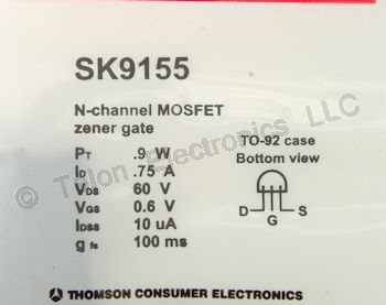  SK9155 VMOS N-Channel Power MOSFET - VN10KM - NTE491T Equiv