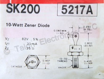    SK200 82V 10W Zener Diode