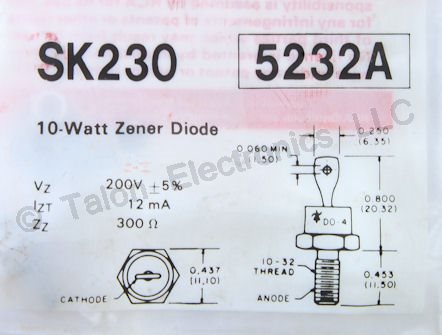    SK230 200V 10 Watt Zener Diode