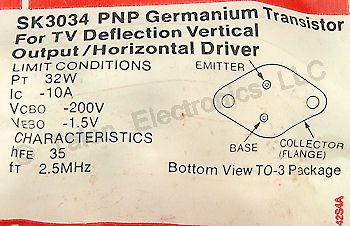   SK3034 PNP Germanium Power Transistor  200V 10A