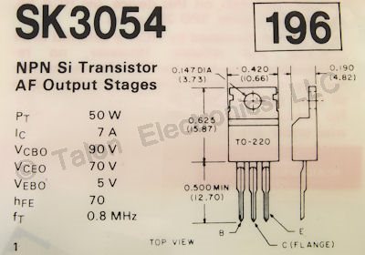   SK3054 NPN Silicon Power Transistor  NTE196 Equiv