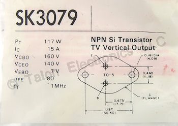   SK3079 NPN Silicon Power Transistor 117W 15A 140V