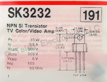   SK3232 NPN Silicon Transistor 300V Uniwatt Case 
