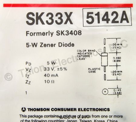     SK33X 33 Volts 5 Watt Zener Diode