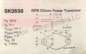   SK3538 NPN Silicon Power Transistor 140V 4A 40W