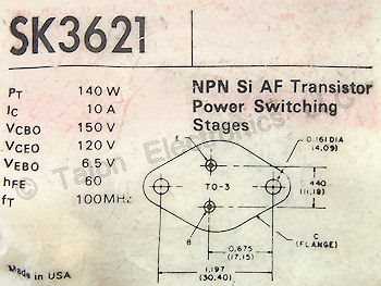   SK3621 NPN Silicon Power Transistor 140W 10A