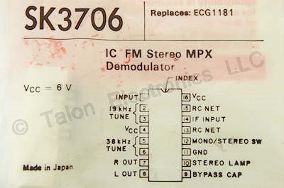   SK3706 FM Stereo Multiplex Integrated Circuit NTE1181 Equiv