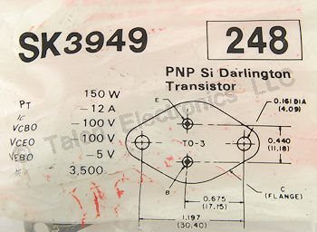   SK3949 PNP Silicon Darlington Power Transistor  100V 12A 150W