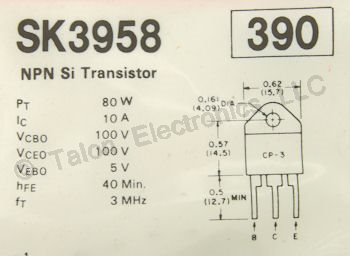   SK3958 NPN Silicon Power Transistor  100V 10A 80W