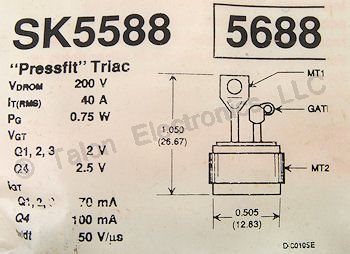   SK5588 Triac  200V 40A  - NTE5688 Equivalent
