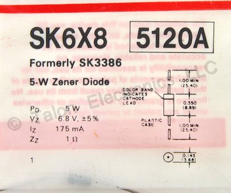      SK6X8 6.8V 5 Watt Zener Diode - NTE5120A Equivalent