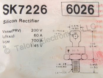   SK7226 200V 60A Stud Rectifier - NTE6026 Equivalent