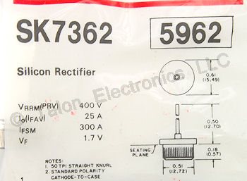   SK7362 Silicon Press-Fit Rectifier 400V 25A - NTE5962 Equivalent