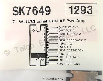  SK7649 Dual Audio Power Amplifier IC -  NTE1293 Equivalent