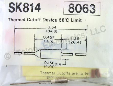     66 Deg C Thermal Fuse - SK814 - NTE8065 Equiv