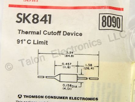     91 Degree Thermal Fuse  - SK841 - NTE8090 Equivalent