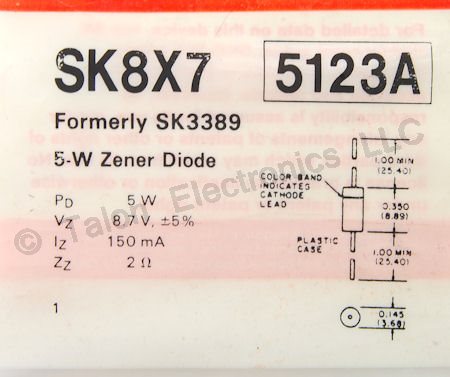      SK8X7 8.7V 5 Watt Zener Diode
