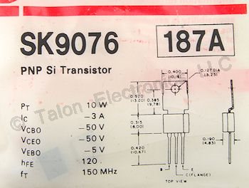  SK9076 PNP Silicon Power Transistor - NTE187A Equivalent