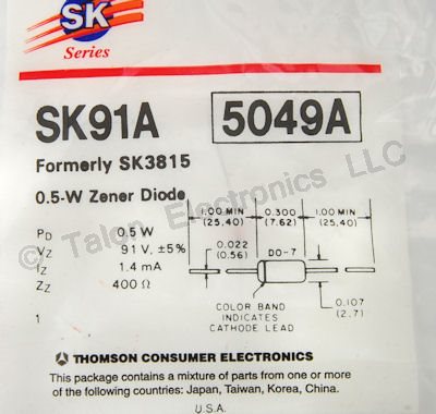     SK91A 91V Zener Diode
