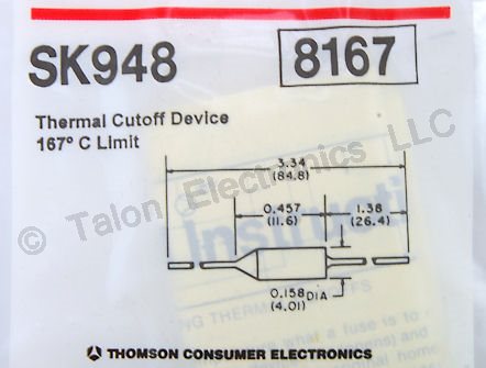    171 deg C Thermal Fuse - SK948 - NTE8167 Equivalent