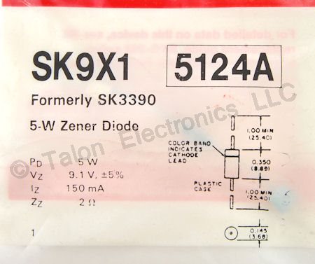      SK9X1 9.1 Volt 5 Watt Zener Diode - NTE5124A Equivalent