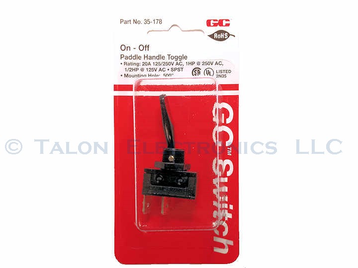   SPST ON-OFF Panel Mount Long Paddle Toggle Switch 20A/125VAC