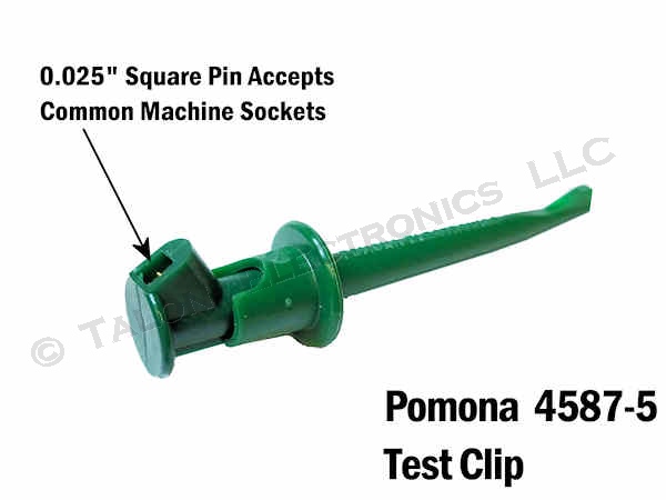 Pomona 4587-5 Minigrabber Test Clip With 0.025" Pin, Green