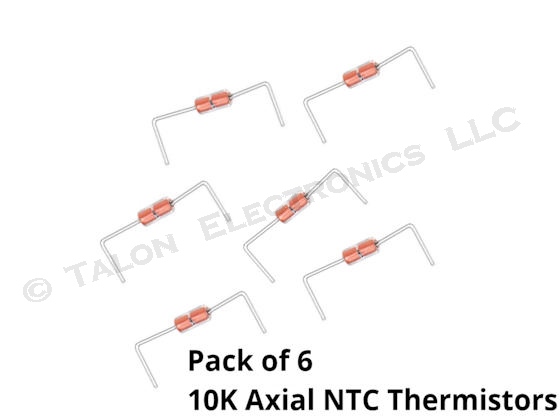  10K Ohms NTC Axial Thermistor with Trimmed/Formed Leads  (Pkg of 6)