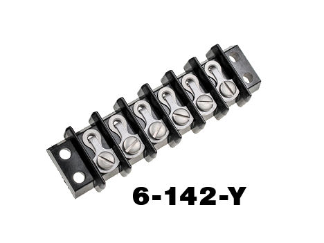  6 Pole Double Row Terminal Block  - Cinch-Jones 6-142-Y