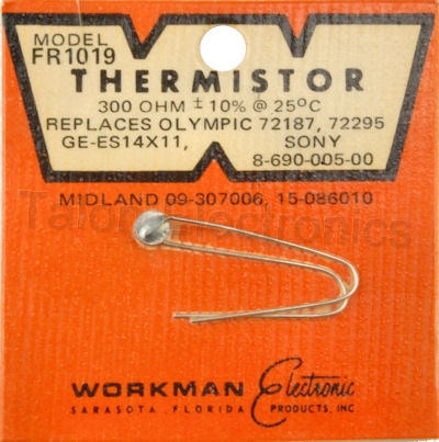 Workman FR1019 Thermistor  300 Ohms @ 25°C